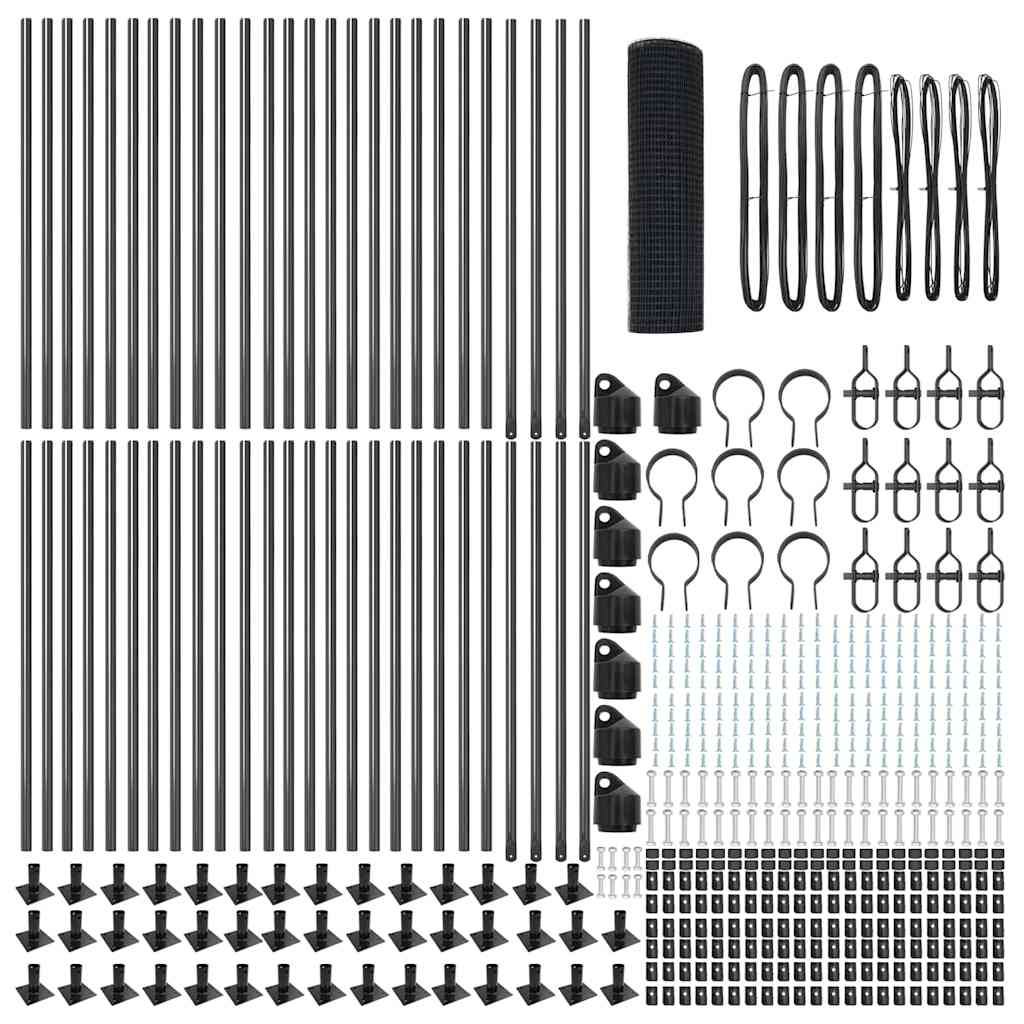 vidaXL Zaunpfosten Grau 100 x 0,4 m (12 x 12 mm Netz) Stahl und PVC