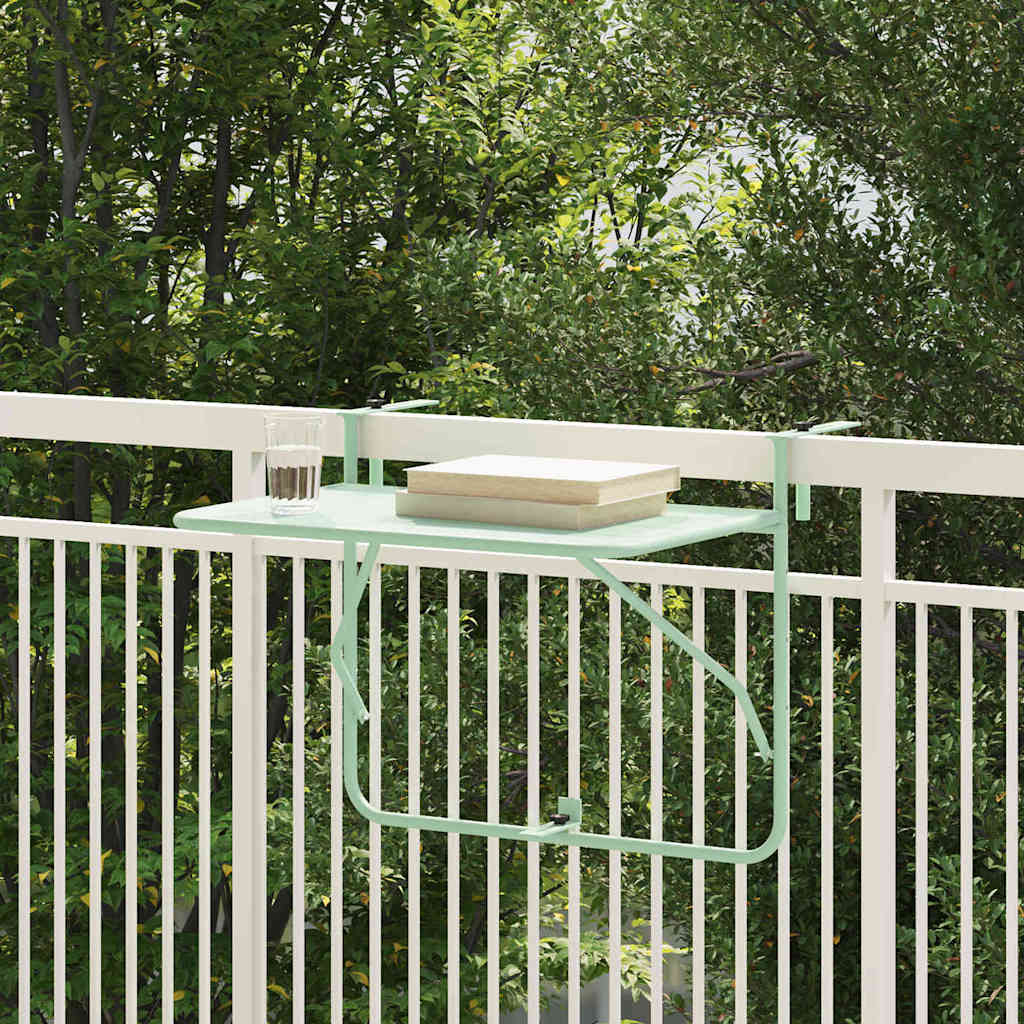 vidaXL Hängender Balkontisch Mintgrün 60 x 39 x 65 cm Stahl