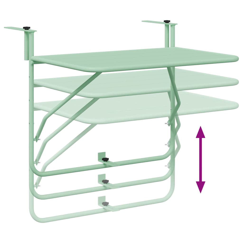 vidaXL Hängender Balkontisch Mintgrün 60 x 39 x 65 cm Stahl