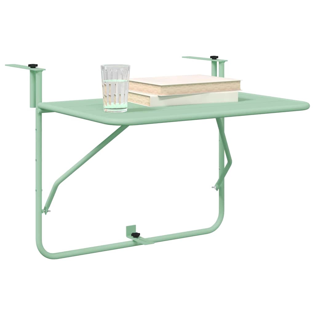 vidaXL Hängender Balkontisch Mintgrün 60 x 39 x 65 cm Stahl