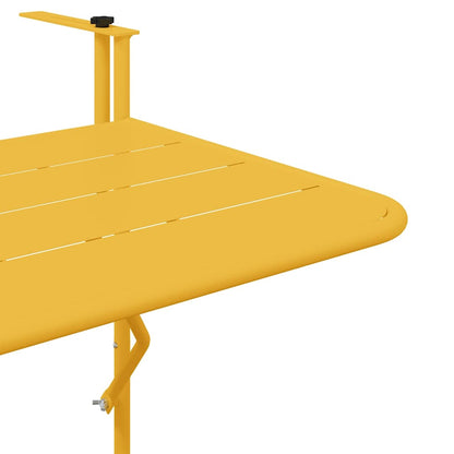 vidaXL Table de balcon suspendue moutarde 60 x 39 x 65 cm acier