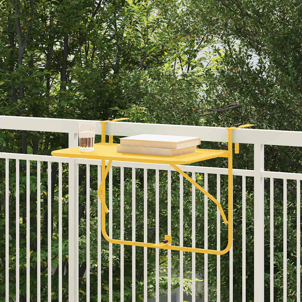 vidaXL Table de balcon suspendue moutarde 60 x 39 x 65 cm acier