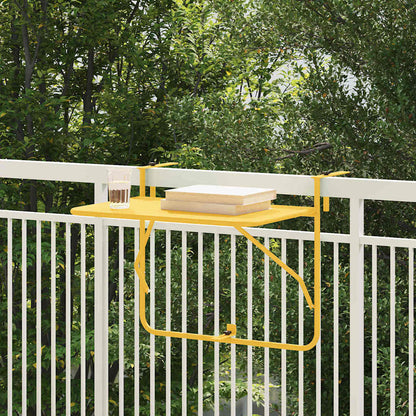 vidaXL Table de balcon suspendue moutarde 60 x 39 x 65 cm acier