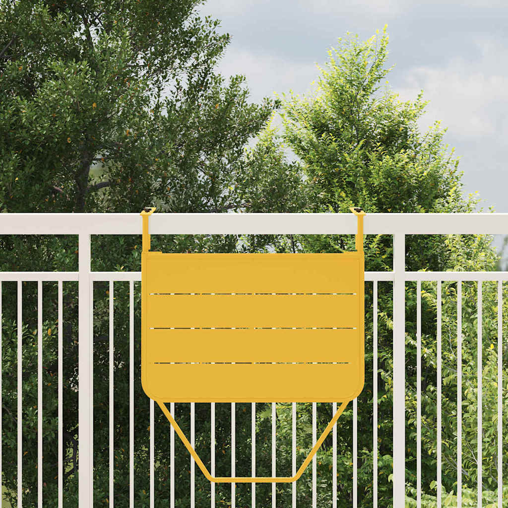 vidaXL Table de balcon suspendue moutarde 60 x 39 x 65 cm acier