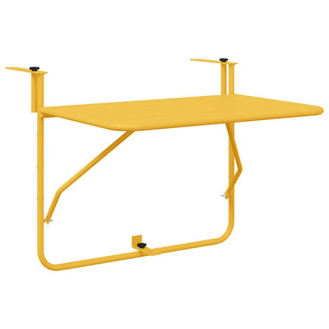 vidaXL Table de balcon suspendue moutarde 60 x 39 x 65 cm acier