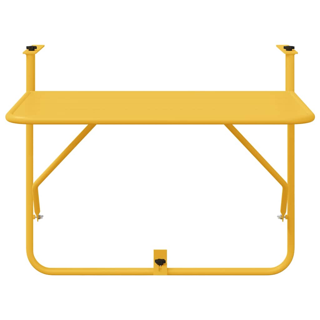 vidaXL Table de balcon suspendue moutarde 60 x 39 x 65 cm acier