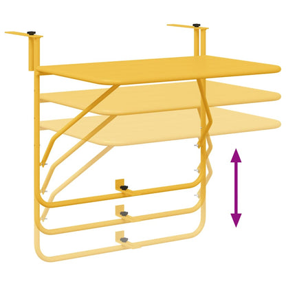 vidaXL Table de balcon suspendue moutarde 60 x 39 x 65 cm acier