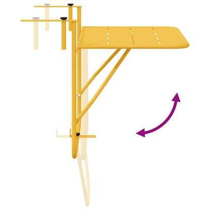 vidaXL Table de balcon suspendue moutarde 60 x 39 x 65 cm acier
