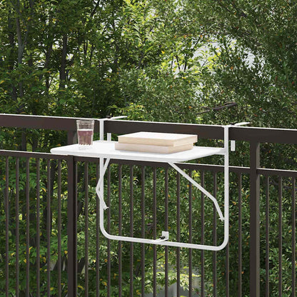 vidaXL Hängender Balkontisch Weiß 60 x 39 x 65 cm Stahl