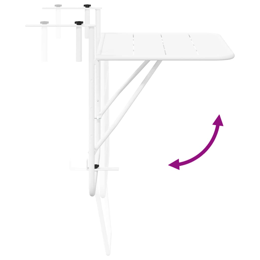vidaXL Hängender Balkontisch Weiß 60 x 39 x 65 cm Stahl