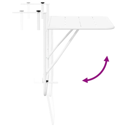 vidaXL Hängender Balkontisch Weiß 60 x 39 x 65 cm Stahl