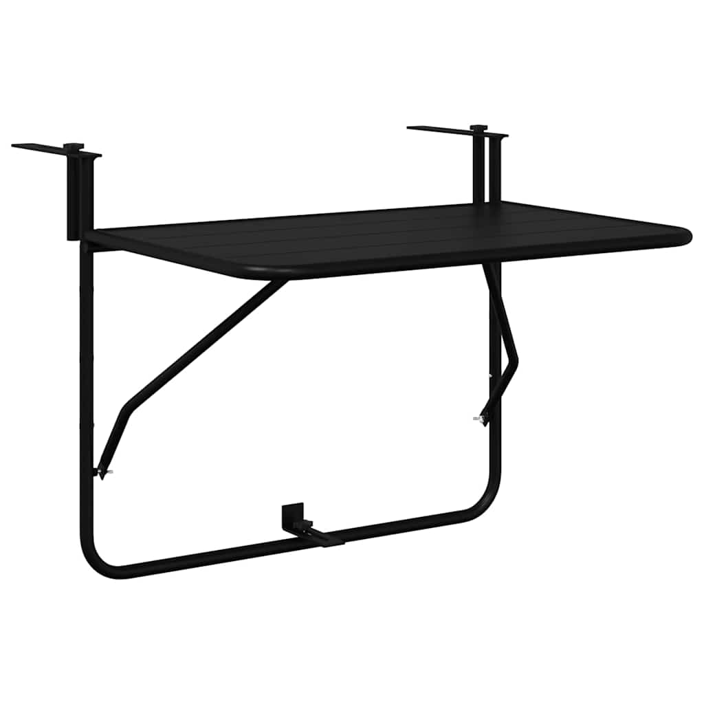 vidaXL Hängender Balkontisch Schwarz 60 x 39 x 65 cm Stahl