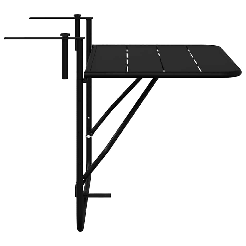 vidaXL Hängender Balkontisch Schwarz 60 x 39 x 65 cm Stahl