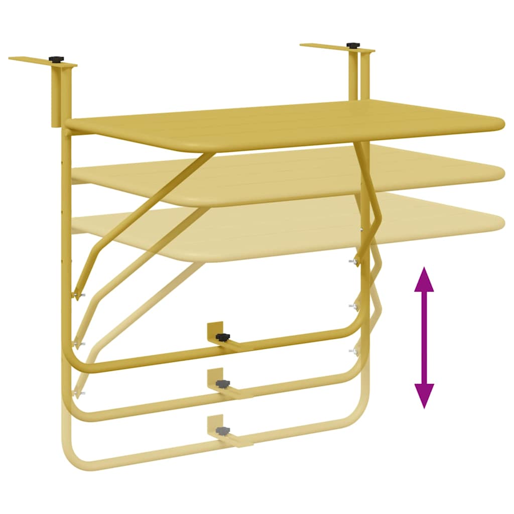 vidaXL Hängender Balkontisch Gold 60 x 39 x 65 cm Stahl