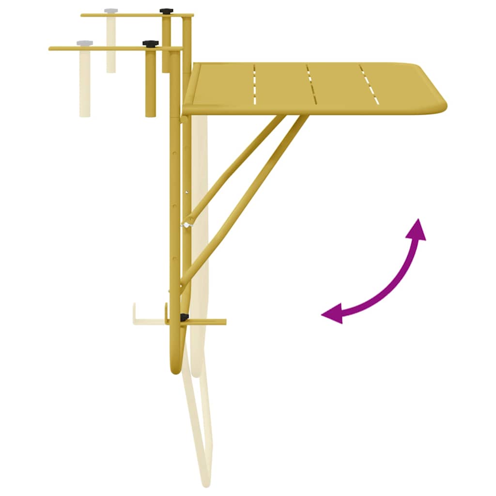 vidaXL Hängender Balkontisch Gold 60 x 39 x 65 cm Stahl
