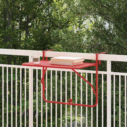 vidaXL Hängender Balkontisch Rot 60 x 39 x 65 cm Stahl