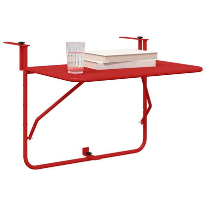 vidaXL Hängender Balkontisch Rot 60 x 39 x 65 cm Stahl