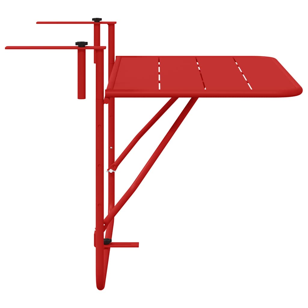 vidaXL Hängender Balkontisch Rot 60 x 39 x 65 cm Stahl