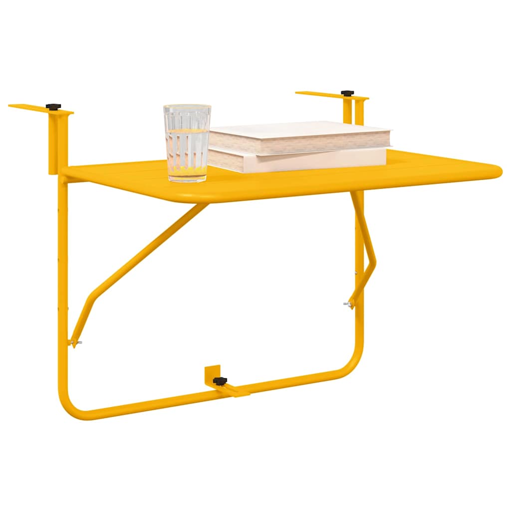 vidaXL Hängender Balkontisch Gelb 60 x 39 x 65 cm Stahl