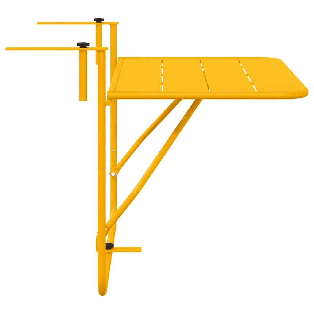 vidaXL Hängender Balkontisch Gelb 60 x 39 x 65 cm Stahl