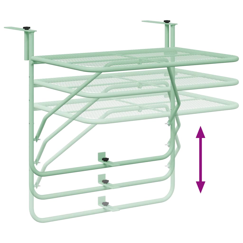 vidaXL Hängender Balkontisch Minzgrün 60 x 39 x 65 cm Stahl