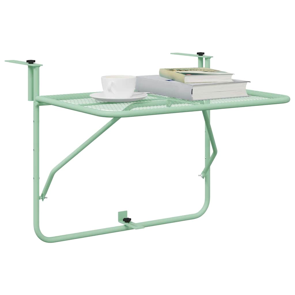 vidaXL Hängender Balkontisch Minzgrün 60 x 39 x 65 cm Stahl