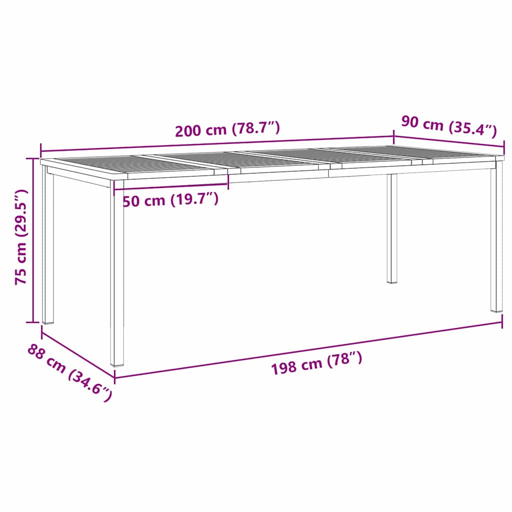 Esstisch Braun 200 x 90 x 75 cm Massivholz Akazie