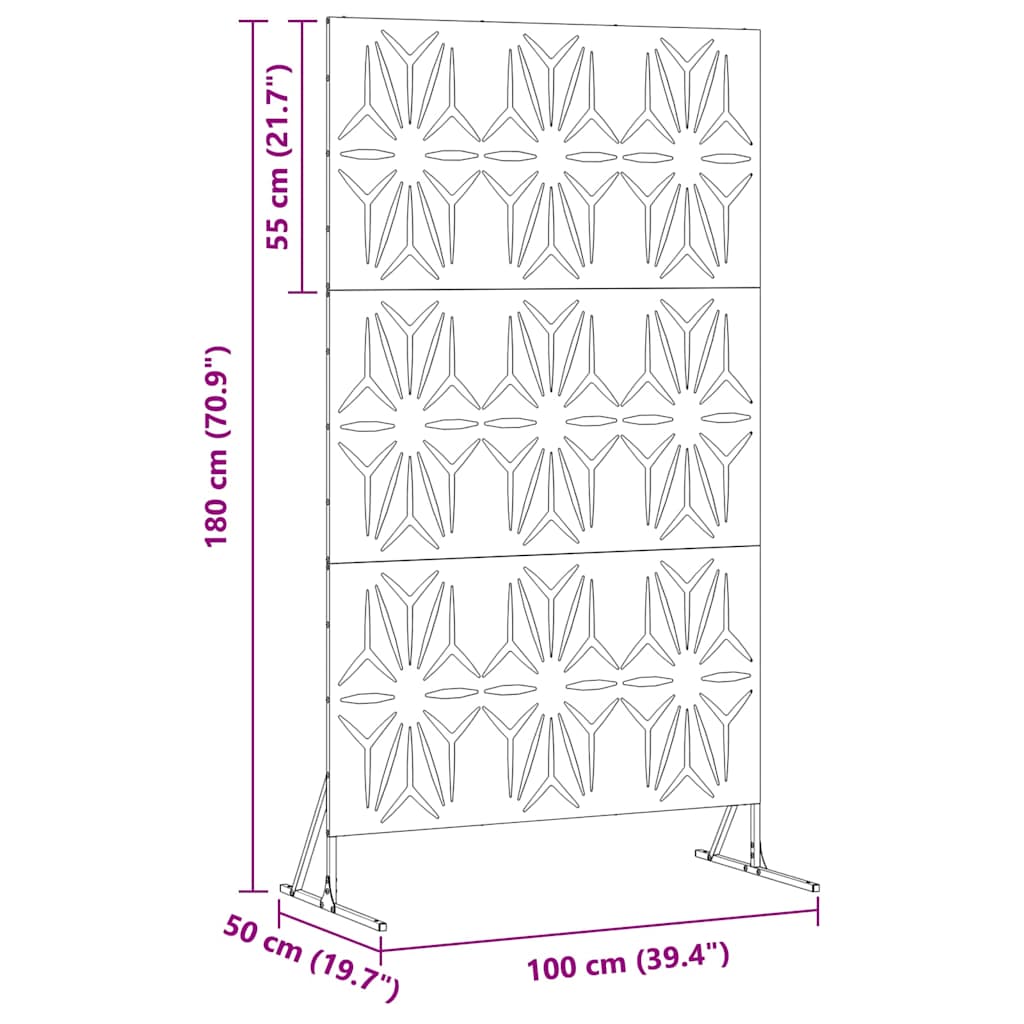 Sichtschutz Schwarz 100 x 50 x 180 cm Stahl
