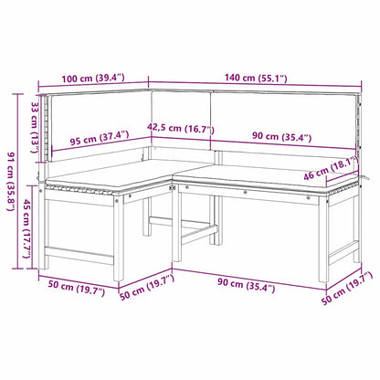 vidaXL Gartenstuhl mit Kissen Braun 140 x 100 x 91cm Massivholz Akazie