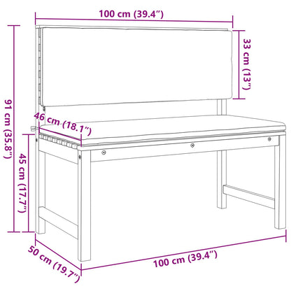 vidaXL Gartenstuhl mit Kissen Braun 100 x 50 x 91cm Massivholz Akazie