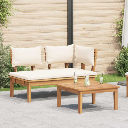 Gartenbank 2 pcs Creme und Braun Massivholz Teak