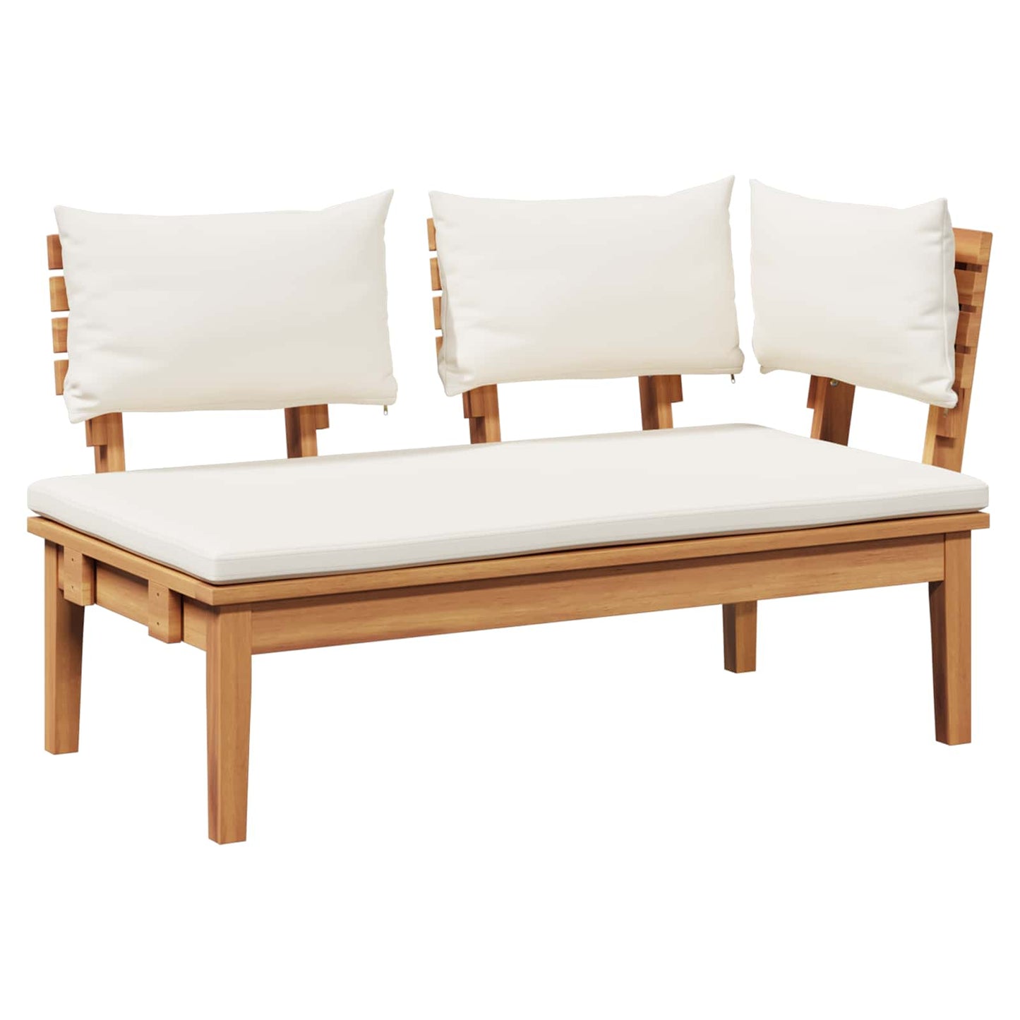 Gartenbank 2 pcs Creme und Braun Massivholz Teak
