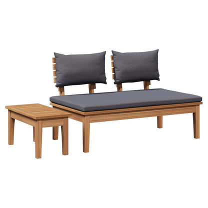 Gartenbank 2 pcs Grau und Braun Massivholz Teak