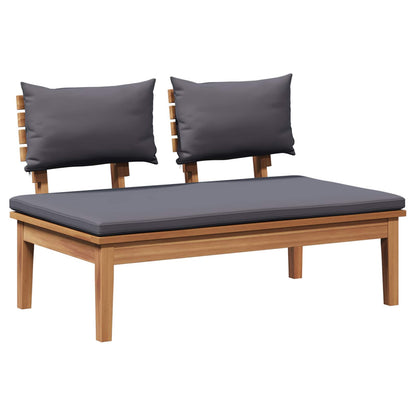 Gartenbank 2 pcs Grau und Braun Massivholz Teak