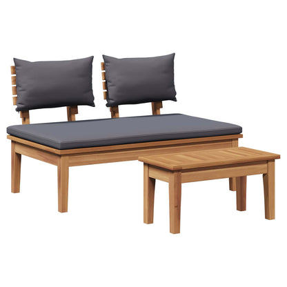Gartenbank 2 pcs Grau und Braun Massivholz Teak