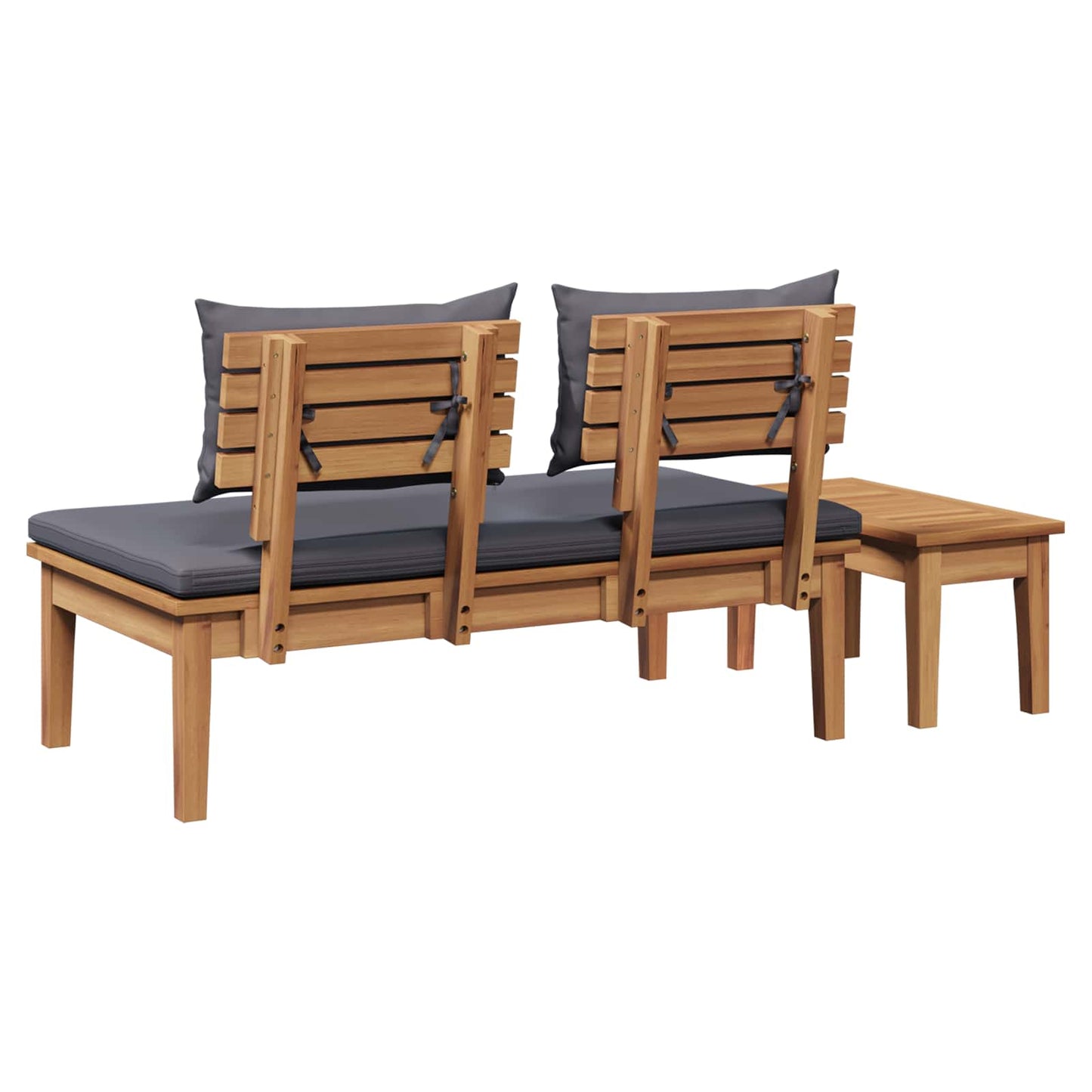 Gartenbank 2 pcs Grau und Braun Massivholz Teak
