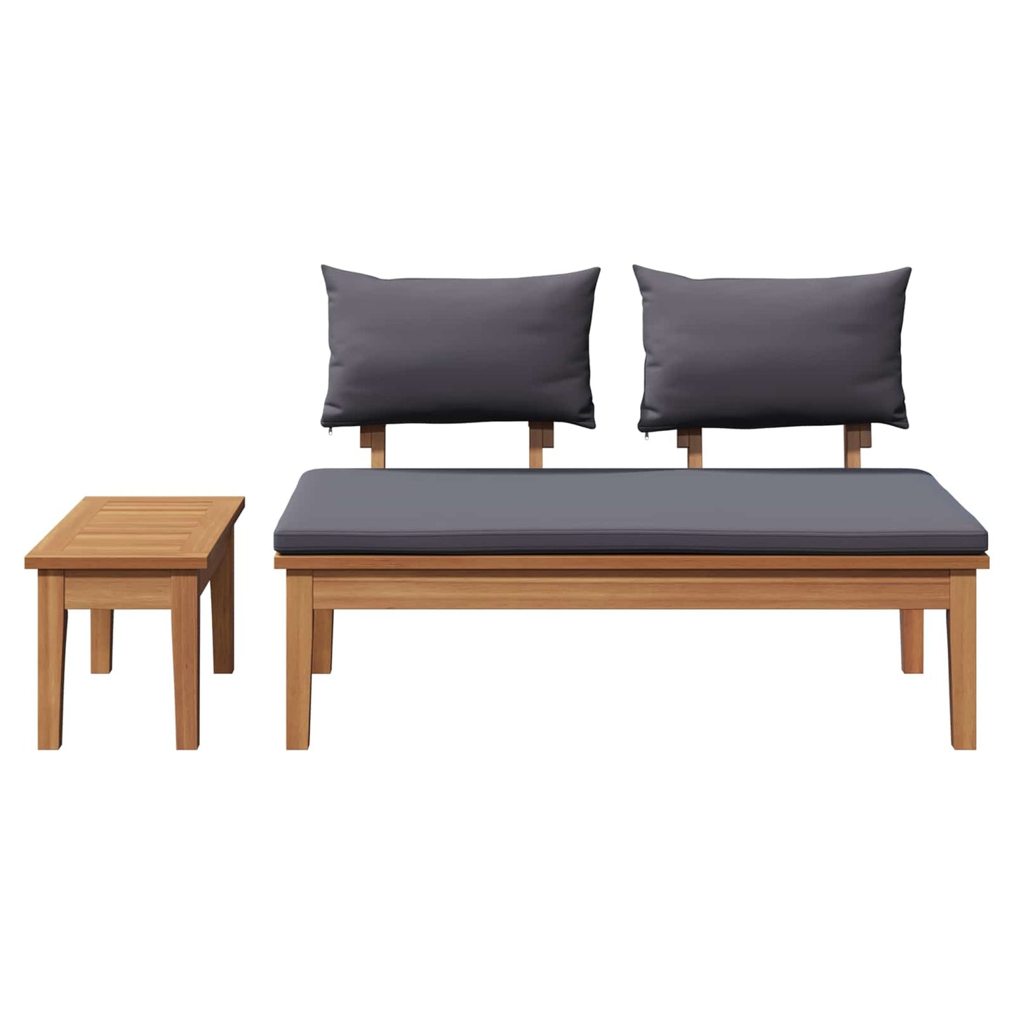 Gartenbank 2 pcs Grau und Braun Massivholz Teak