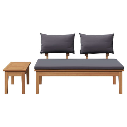 Gartenbank 2 pcs Grau und Braun Massivholz Teak
