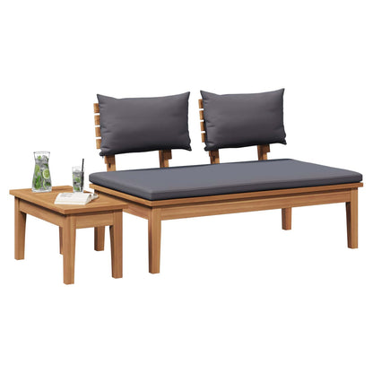 Gartenbank 2 pcs Grau und Braun Massivholz Teak