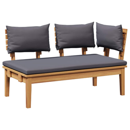 Gartenbank 2 pcs Grau und Braun Massivholz Teak