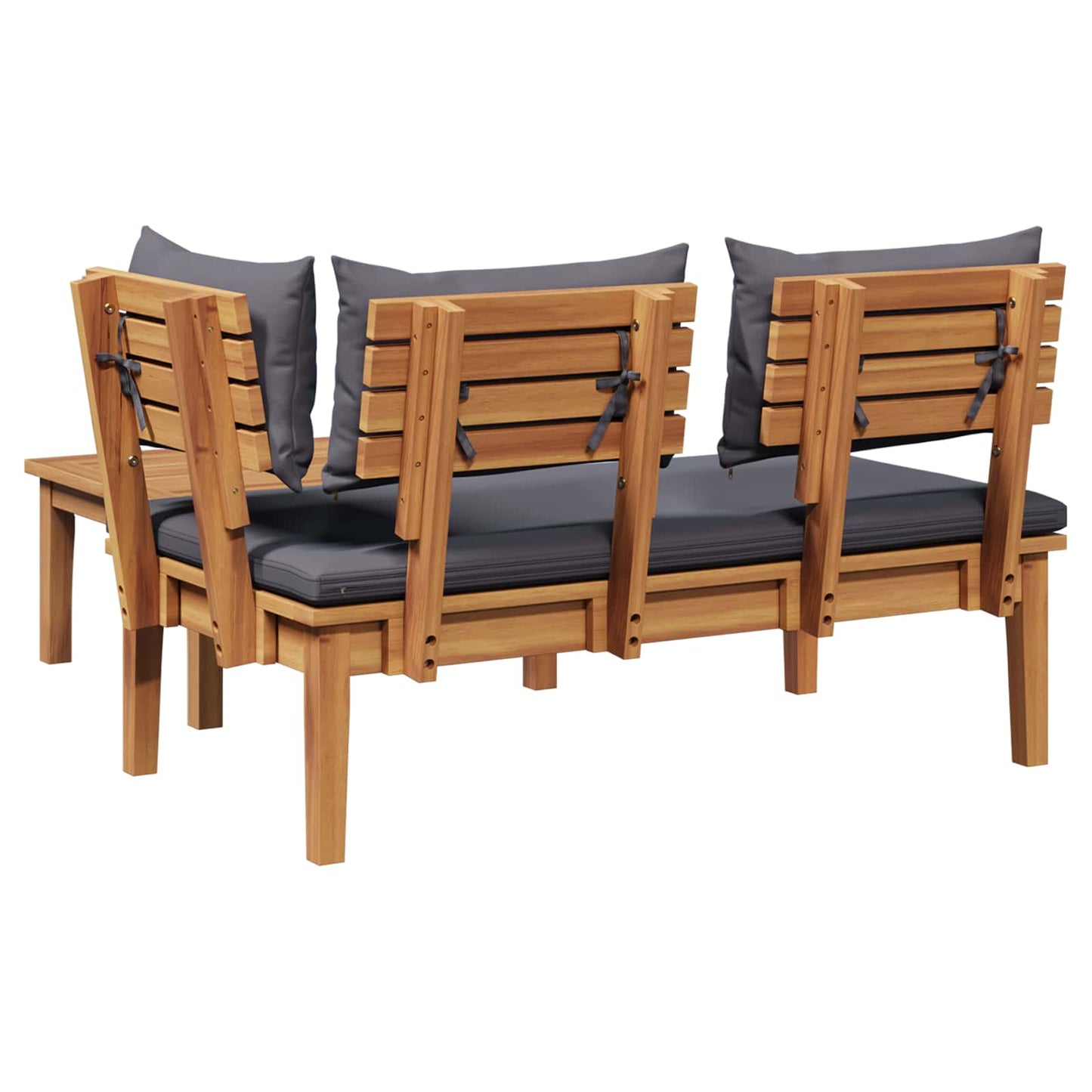 Gartenbank 2 pcs Grau und Braun Massivholz Teak