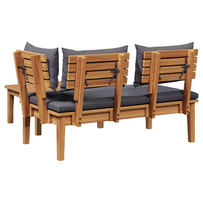 Gartenbank 2 pcs Grau und Braun Massivholz Teak
