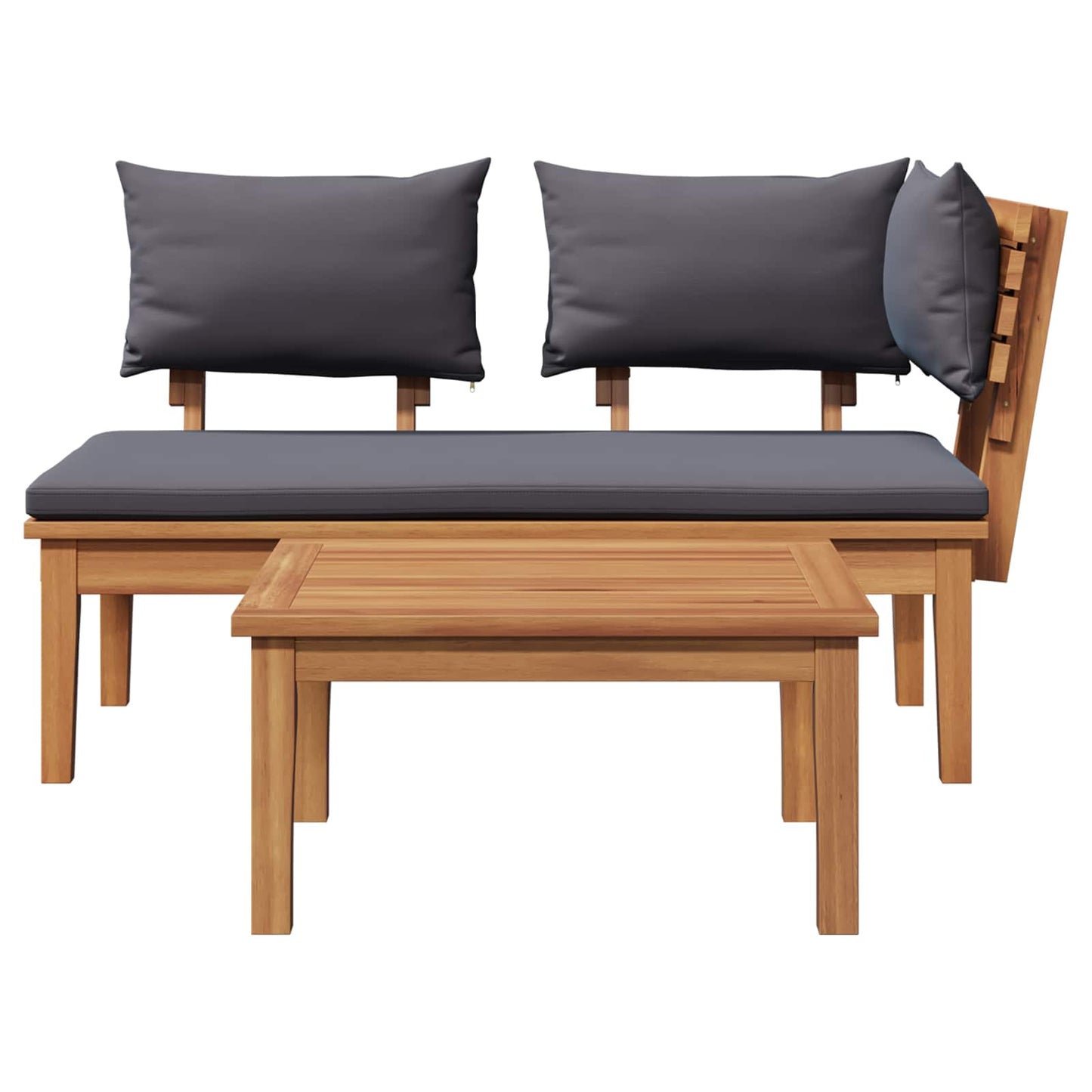 Gartenbank 2 pcs Grau und Braun Massivholz Teak