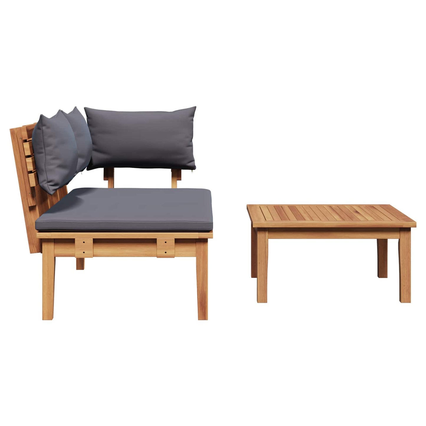 Gartenbank 2 pcs Grau und Braun Massivholz Teak