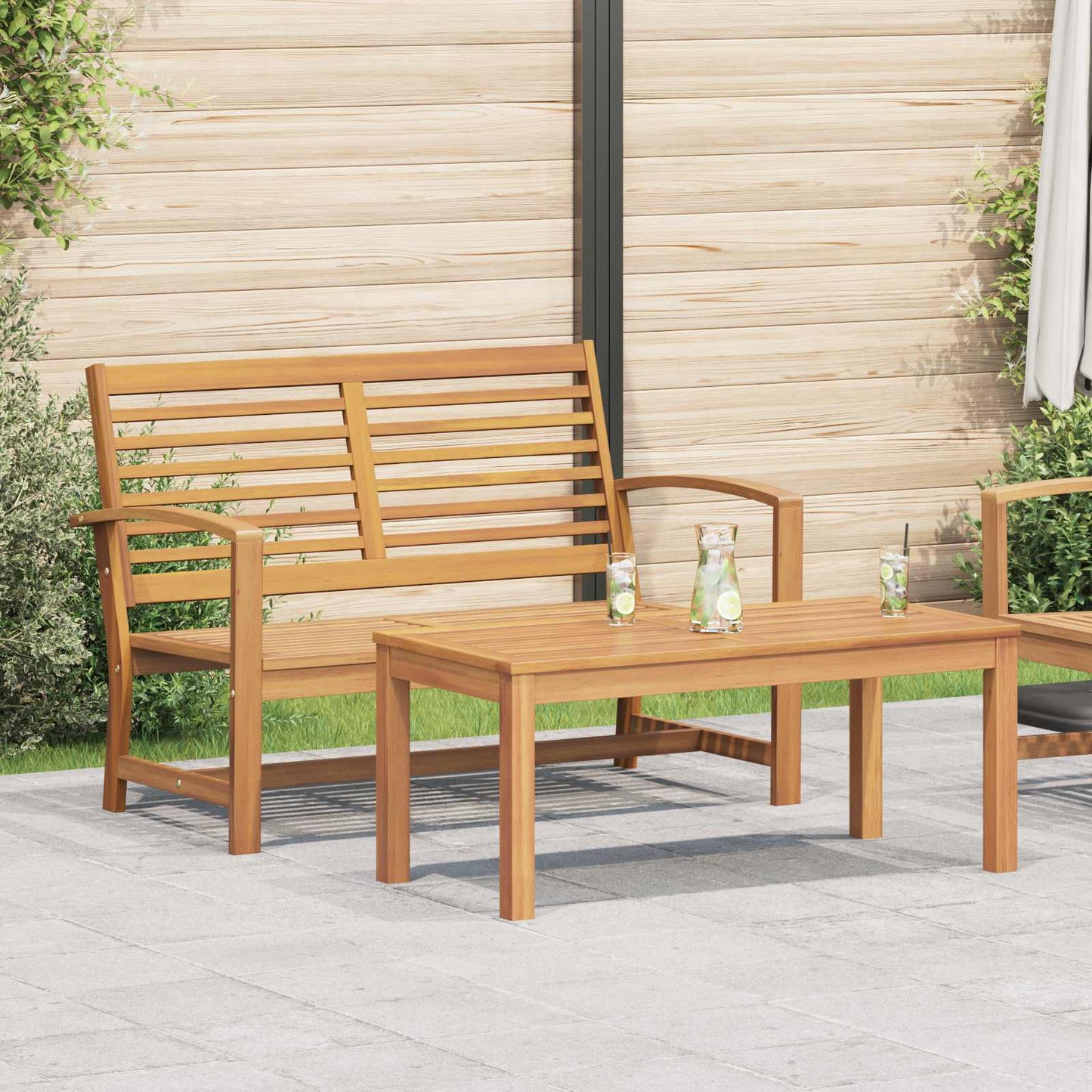vidaXL Bank 2 pcs Braun Massivholz Teak