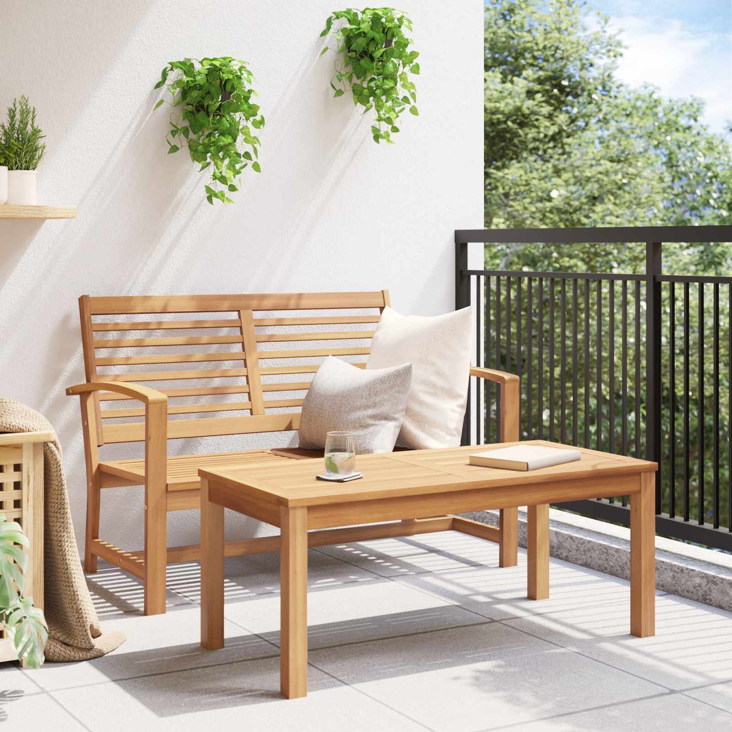 vidaXL Bank 2 pcs Braun Massivholz Teak