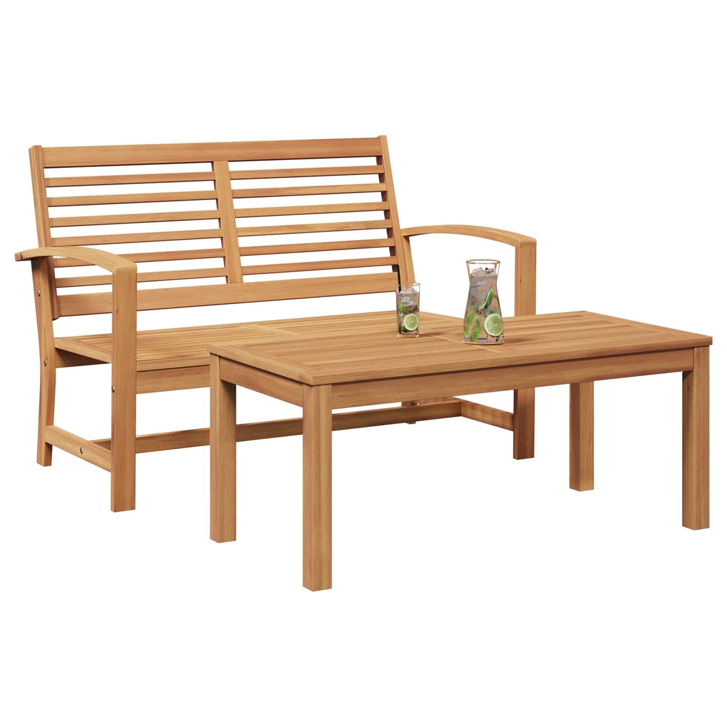 vidaXL Bank 2 pcs Braun Massivholz Teak