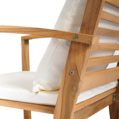 vidaXL Stuhl 2 pcs Braun und Creme 65 x 60 x 76,5 cm Massivholz Teak
