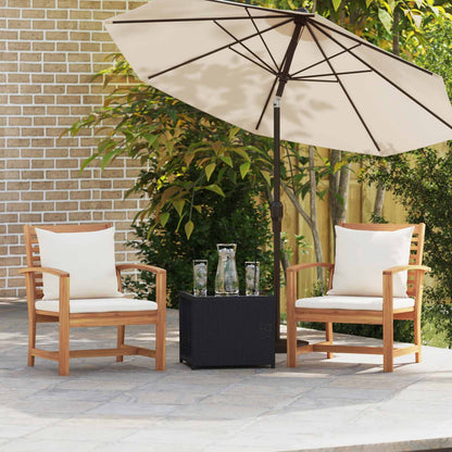 vidaXL Stuhl 2 pcs Braun und Creme 65 x 60 x 76,5 cm Massivholz Teak