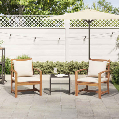 vidaXL Stuhl 2 pcs Braun und Creme 65 x 60 x 76,5 cm Massivholz Teak